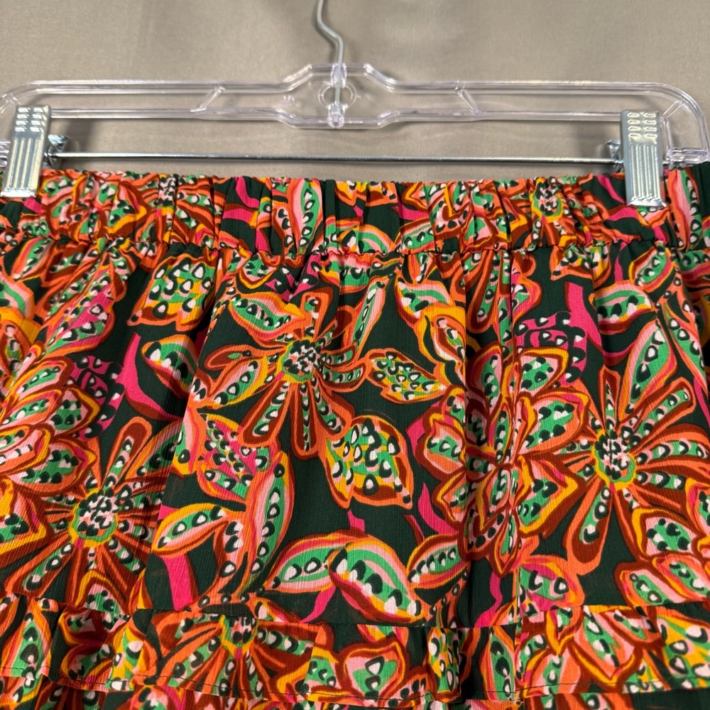 J.Crew Factory Women XL Preppy Floral Verte Fern Canyon Tiered Lined Mini Skirt - Picture 4 of 7